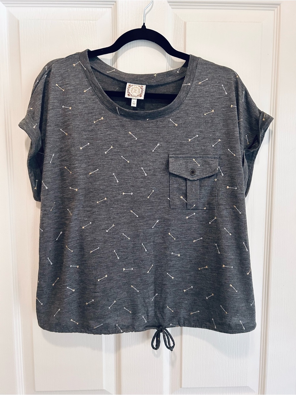 Russell Athletic Charcoal Gray Short Sleeve Pocket Tee w/ Drawstring